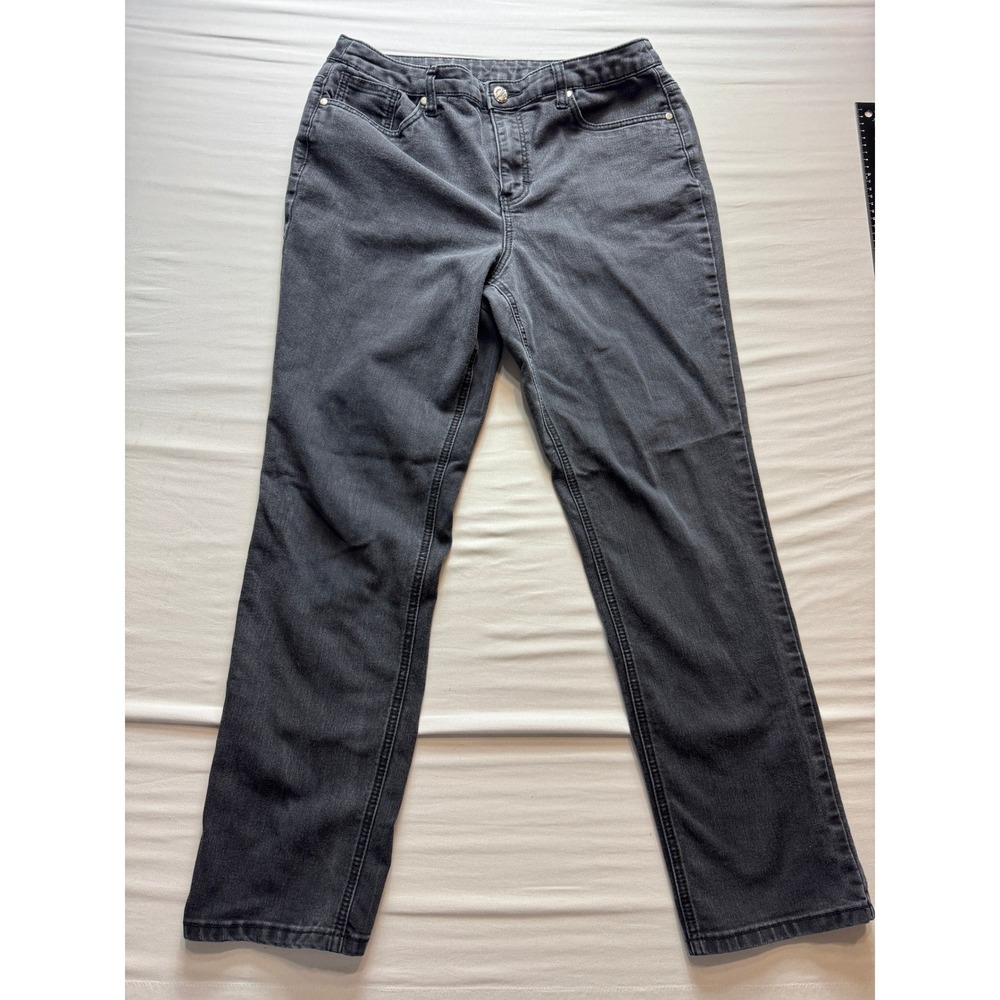 Christopher & Banks Womens 10 Black Straight Leg Embellished Pocket Jeans